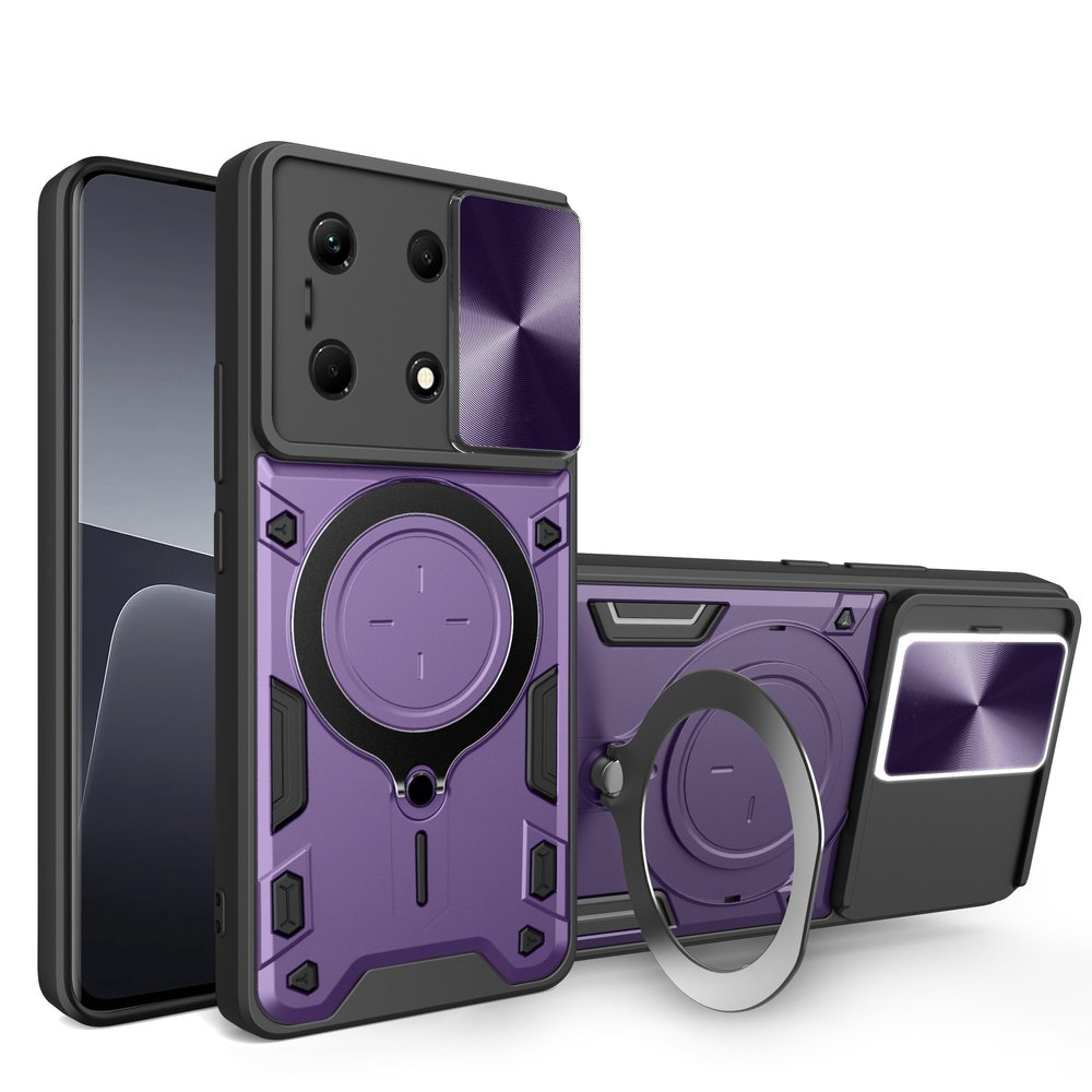Pzwoxukhov Case Compatible with Infinix Note 30 4G,Bracket Shell with Slide Camera Lens Cover Case Compatible with Infinix Note 30 4G X6833B X6716B Case Purple