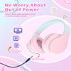 YOYOTUNE Bluetooth Kids Headphones,Wireless Kids Headphones Over Ear with Microphones,Stereo Sound,10H Playtime, Foldable&Adjustable Children Headphone,Bluetooth Headset for Adults,School (Pink) view 2