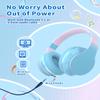 YOYOTUNE Bluetooth Kids Headphones,Wireless Kids Headphones Over Ear with Microphones,Stereo Sound,10H Playtime, Foldable&Adjustable Children Headphone,Bluetooth Headset for Adults,School (Blue) view 2