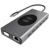 CARUTU USB Hub,15-in-1 USB Hub Laptop Docking Station Type C Hub Wireless Charger for Laptop Power Delivery with 1000M Rj45 Ethernet for Mac & PC view 1