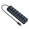 CARUTU USB Hub, Independent Switch,Aluminum 7-Port USB 3.0 Hub 120cm Cable Sub-Control Switch 5Gbps LED Indicator HUB Chargeable Splitter for Multi USB Devices (Color : Black) view 2