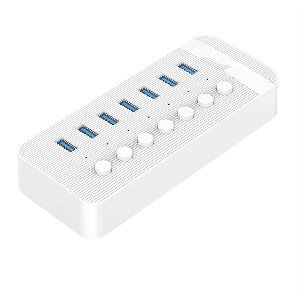 CARUTU USB Hub,Ultra-Slim Data USB Hub, 7 Port Powered USB 3.0 HUB BC1.2 Charger Splitter with Individual on/Off Switches for PC Computer (Color : White)