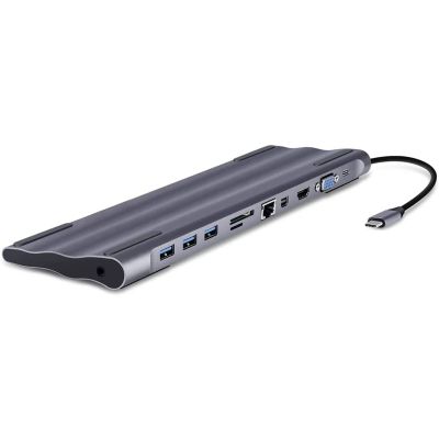 CARUTU USB Hub,Ultra-Slim Data USB Hub, 10 in 1 Type USB Hub 3.0,Laptop Adapter Hdmi VGA Rj45 LAN Ethernet 1000m Sd/tf Card 3.5mm Aux Splitter