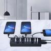 CARUTU USB Hub, Accessories 1M Data Cable10 Port ABS USB3.0 HUB with 12V Power Adapter High Speed USB Splitter for PC Computer, Printer, Mobile HDD view 2