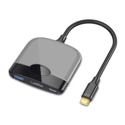 CARUTU USB Hub, 3-in-1 Docking Station,Multi-Function Portable Docking Station USB C to 4K HDMI-Compatible USB 3.0 PD (Color : Gray)