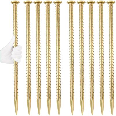 Besitu 16 Inch Rebar Stakes 1/2 Inch Diameter Galvanized Steel Ground Anchors Heavy Duty Anchoring Spikes for Speed Bump, Parking Curb and Tent (10 Pack)
