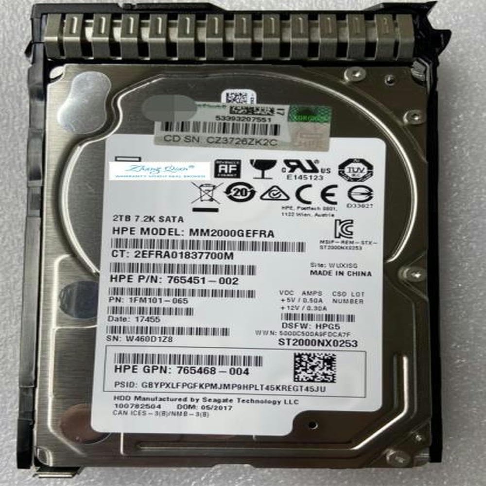 YTHYTHYTH for 765869-001 2TB 7.2K SATA 2.5 inch 765455-B21