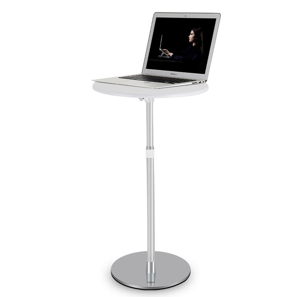Elevate Your Workstation, Adjustable Laptop Stand for Desktop and Floor with Movable Coffee Table for Office and Home (White)