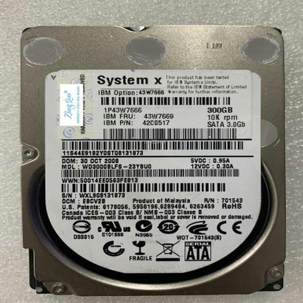 YTHYTHYTH for Server 300G 10K SATA 2.5 43W7669 42C0517 43W7666