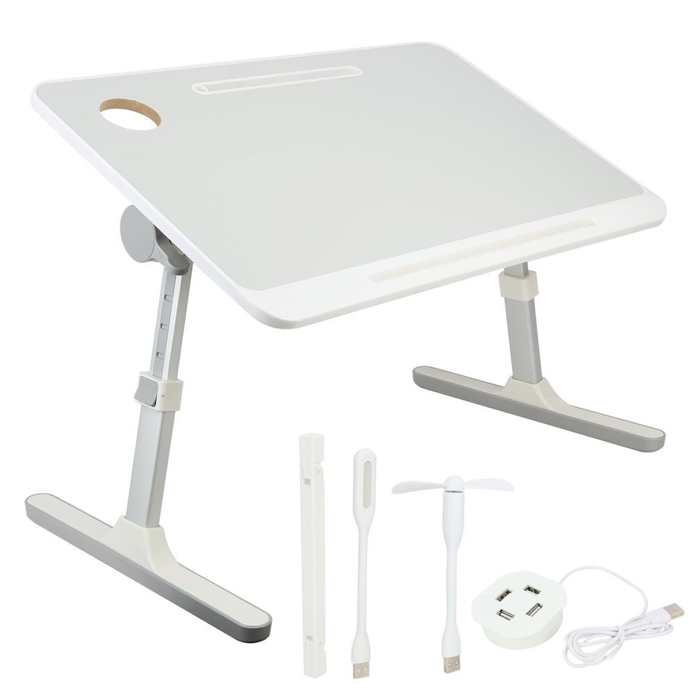 hatleues Lap Laptop Desk for Bed Height Angle Adjustable Laptop Desk for Bed and Couch Foldable Laptop Bed Table Tray Stand for Studying/Reading/Writing Grey