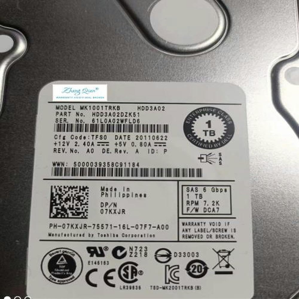 YTHYTHYTH for 07KXJR 1TB 7.2K 3.5 6G R710 510 Server