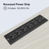 Recessed Power Strip Without USB,Mount Industrial Workshop Power Charge Station 6 Outlets 6.56ft Extension Flat Plug Black view 2