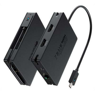 Cable Matters 8-in-1 Portable 40Gbps Dual HDMI USB4 Hub, USB 4 Dock with 2X 4K@60Hz or 1x 4K@120Hz / 8K@30Hz, 100W PD, Gigabit Ethernet, Compatible with Thunderbolt 4 (*macOS's Display Limitation)