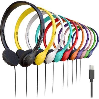 200 Pack Bulk Wired On-Ear Headphones with USB Type-C Connector, Multi