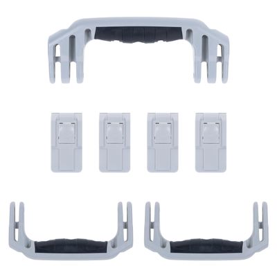 Pelican 1607 Replacement Handle & Latch Set by ColorCase - Silver Handles & Push Button Latches