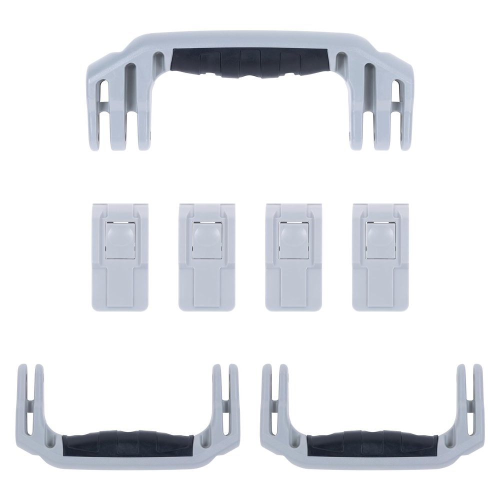 Pelican 1607 Replacement Handle & Latch Set by ColorCase - Silver Handles & Push Button Latches