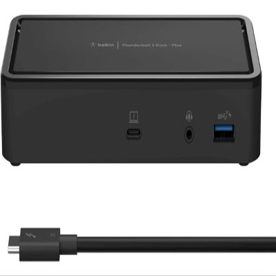 Belkin Thunderbolt 3 Dock Plus with 2.6ft Thunderbolt 3 Cable (Thunderbolt Dock for MacOS and Windows) Dual 4K @60Hz, 40Gbps Transfer speeds, 60W Upstream Charging (Renewed)