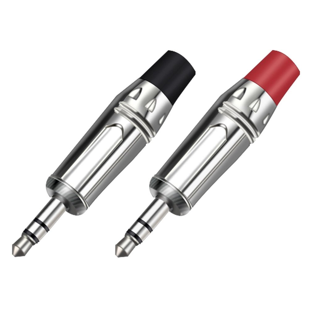 100PCS Silver 3.5MM 3 Poles Stereo Male Plug Soldering Wire Connector Nickle 3 Pin 3.5MM Plug Headset Earphone DIY Jack (Color : 50xBlack 50xRed)