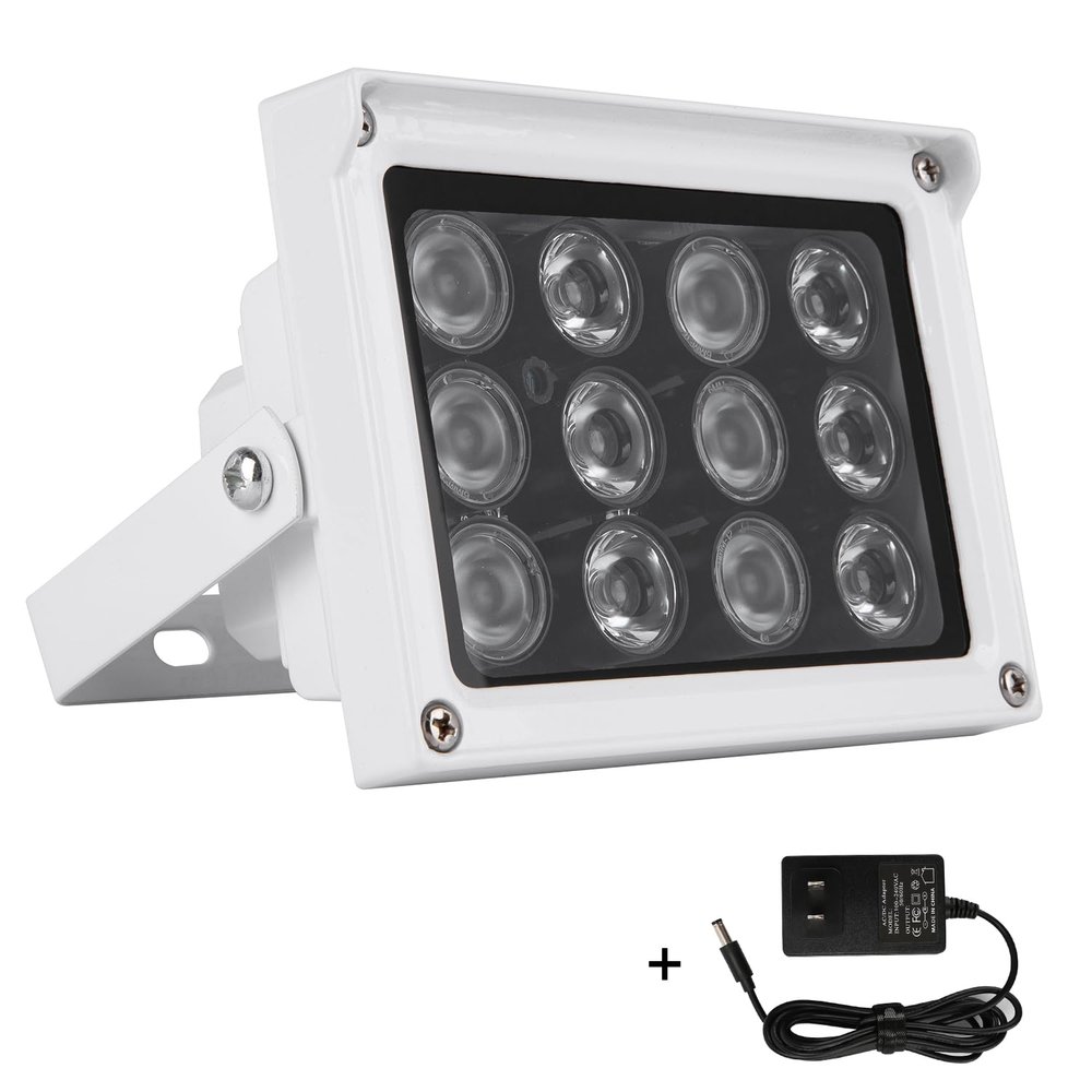 ICAMI Infrared Illuminator 12pcs Array IR LEDs IR Illuminator Night Vision Wide Angle Long Range Outdoor Waterproof for CCTV Security Camera (White)