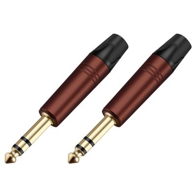 2PCS 6.35MM Jack Connector 3 Pole Stereo Core Amplifier Microphone 6.3MM Jack 1/4 Male Plug Connector (Color : Black)