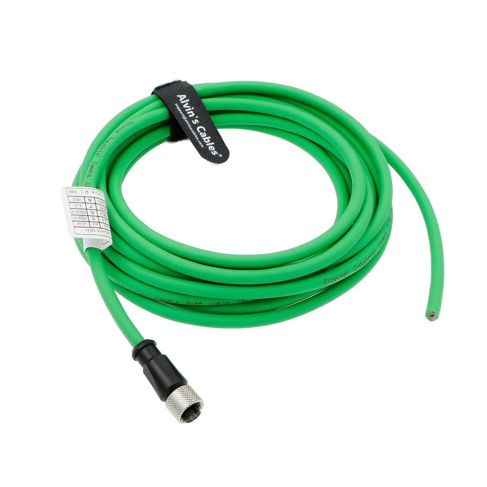 AConnect M12 A Code 8 Pin Female to Flying Leads Cable Industrial Aviation Sensor Waterproof Electrical Shielded Cable for Industrial Cameras Automation Device Network Fieldbus Module 20M
