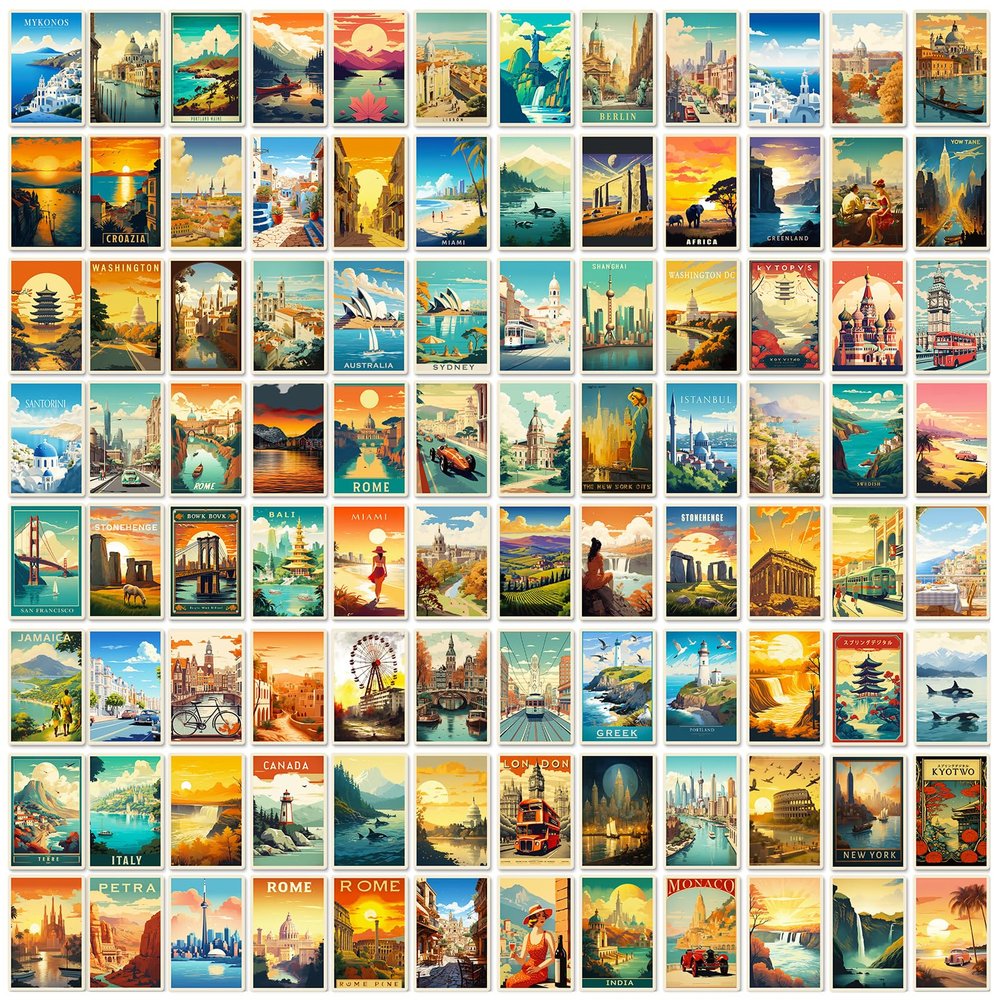 100 Unique Sunrise & Sunset Stickers - Aesthetic Travel Stickers for Journals, Cars, Travel Cases & Photo Albums