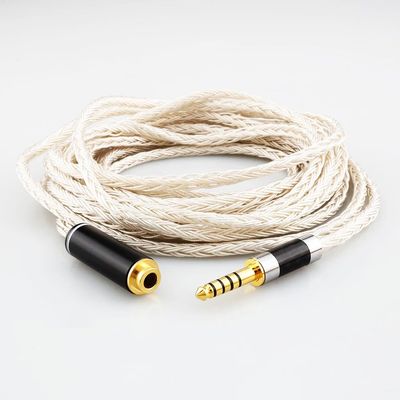 16 Core OCC Silver Plated Headphone Earphone Extension Cable for 4.4mm Male to 4.4mm Female