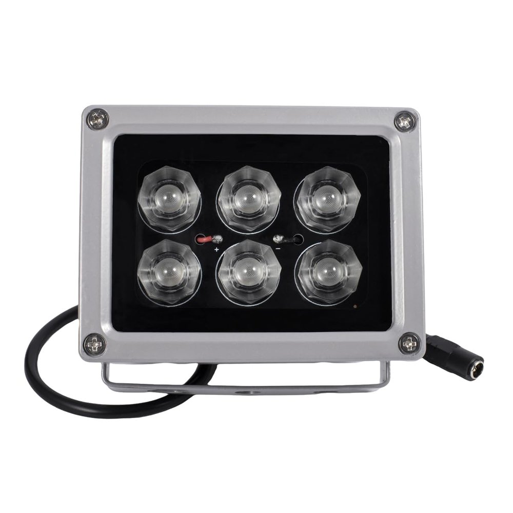 DONOLOMO DC12V 940nm 7 Degree Laser IR Illuminator 6-LEDs Lamp Infrared Lights IP65 Water-Resistant Floodlight for Night Vision Outdoor Security Cameras (940nm Laser IR-7 for 30mm len)