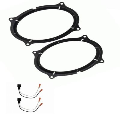Front Door Car Stereo Speaker Install Adapter Plates + Wire Harness -Made for Nissan: 2016-2021 Titan and 2022-2024 Frontier
