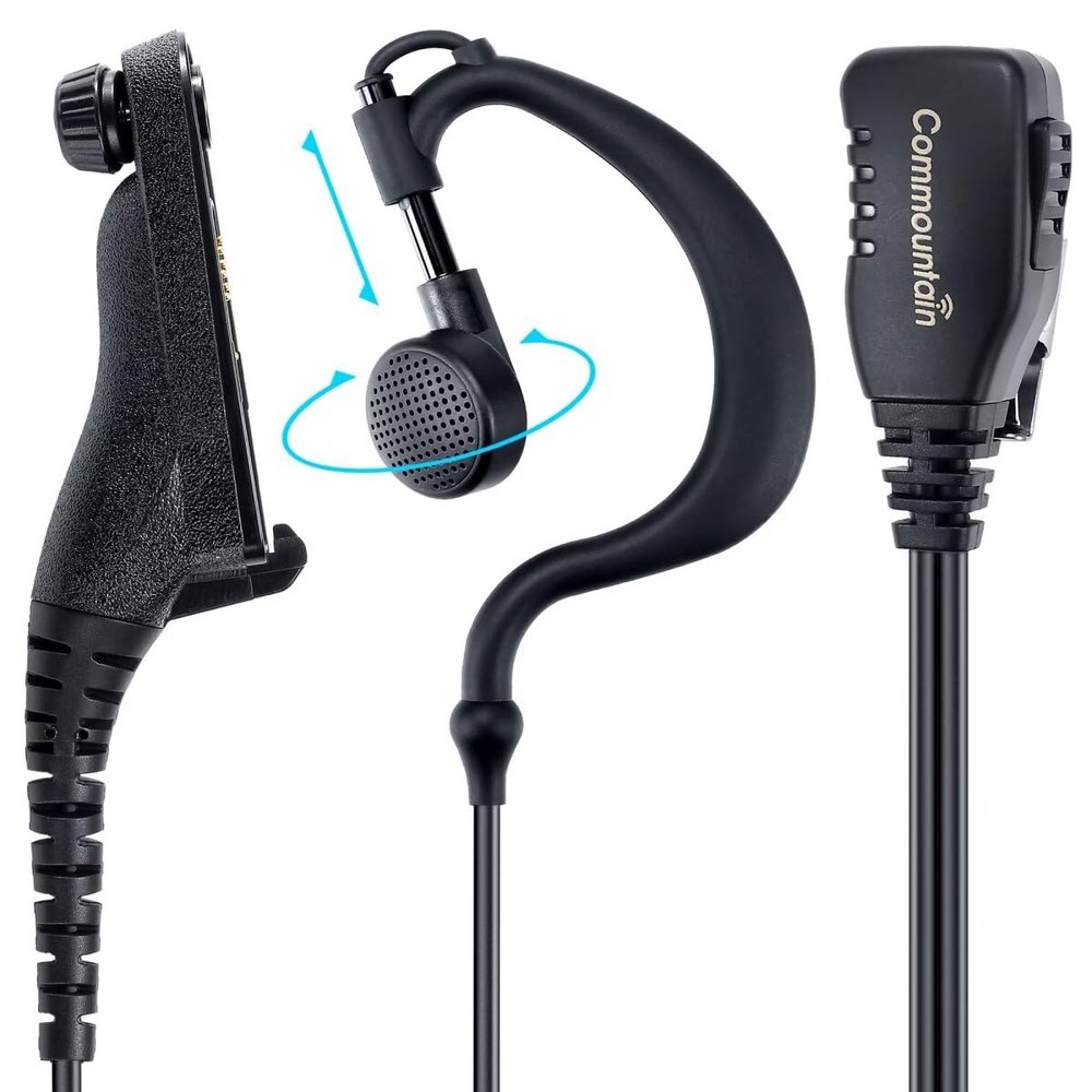 commountain APX-6000 XPR-7550e Earpiece with Mic Compatible for Motorola Radios APX-8000 (7000 4000) XPR-7350e (7580e 7380e 7550 7350) APX6000 APX7000 APX8000 XPR7550 XPR7550e, Earhook Headset