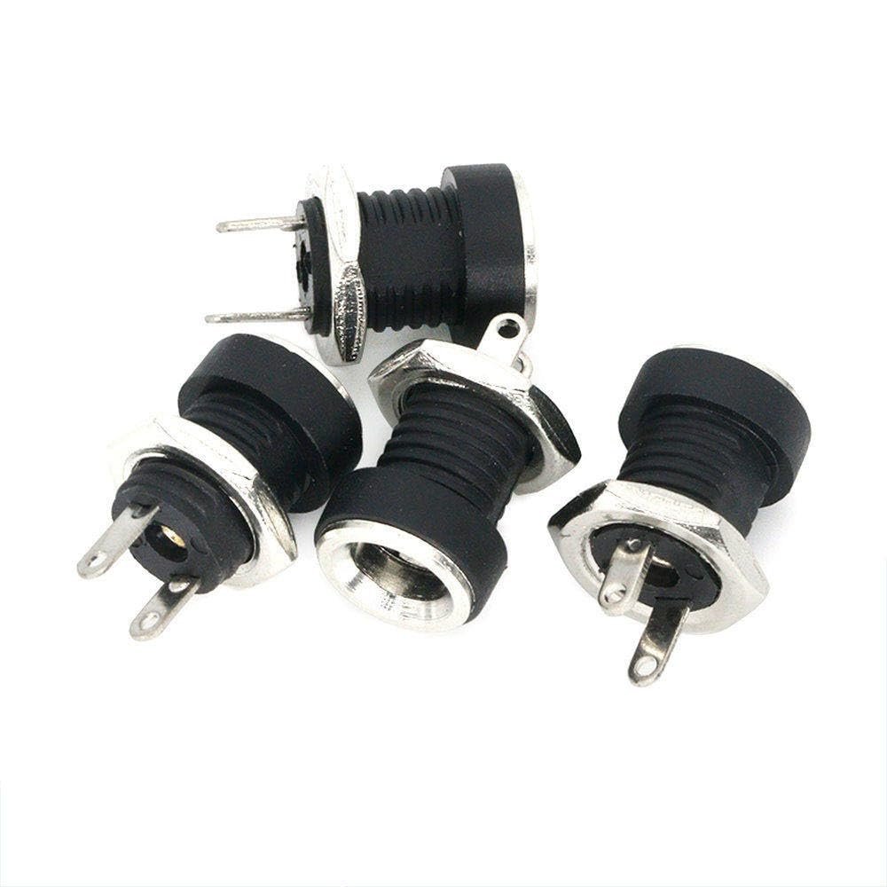 10Pcs 3A 12v for DC Power Supply Jack Socket Female Panel Mount Connector 5.5mm 2.5mm Plug Adapter 2 Terminal Types 5.5x2.5