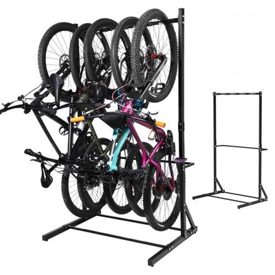Yes4All Freestanding Bike Storage Rack, 300 Lbs 5 Levels Sturdy Steel Vertical Bike Rack, Bike Racks for Home and Garage Organizer, Indoor/Outdoor Bike Storage Rack