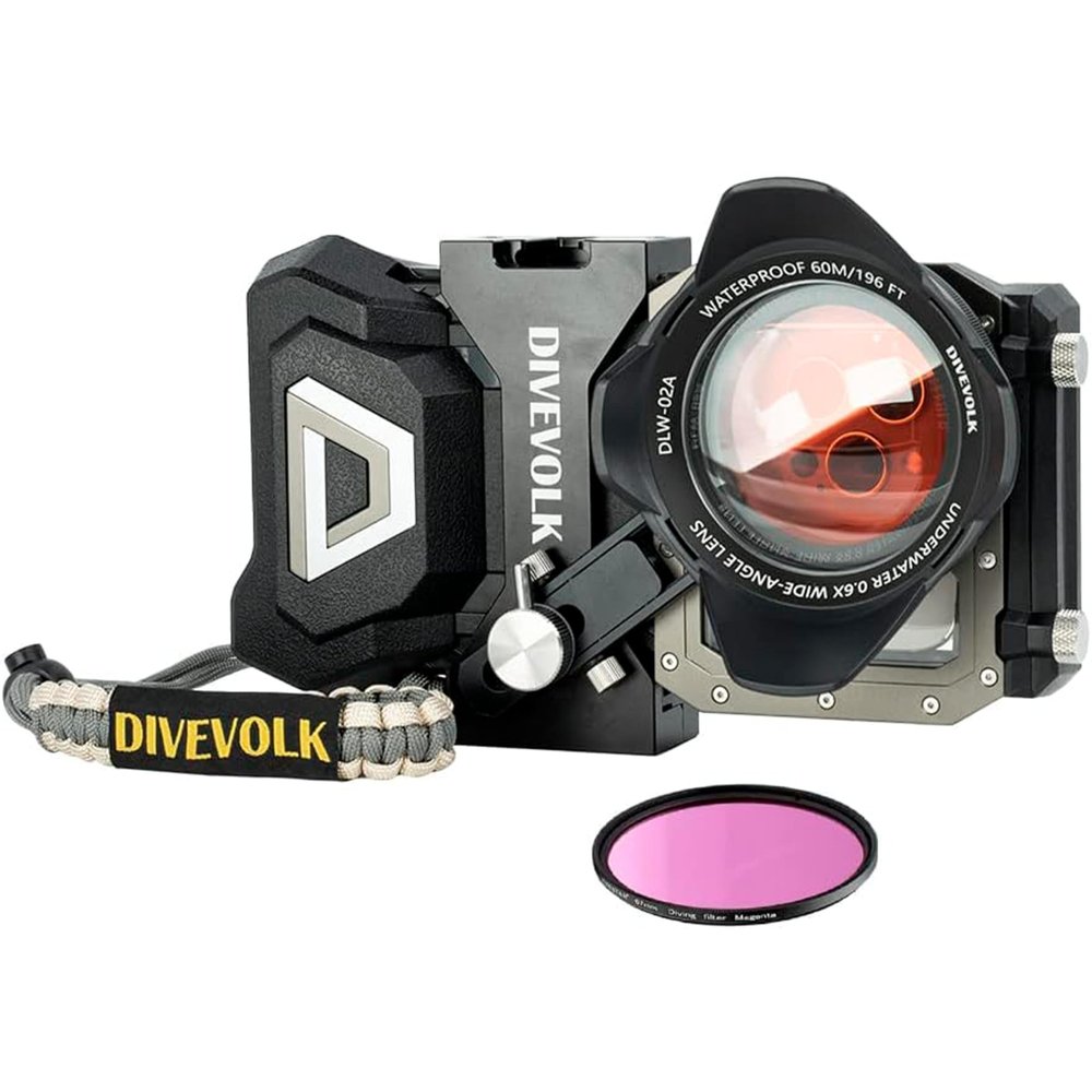 DIVEVOLK SeaTouch 4 MAX Plus kit with 0.6X Wide Angle Lens for iPhone 12/12 Pro/12 Pro Max/13/13 Pro/13 Pro Max/14/14 Pro/14 Pro Max/15/15 Pro/16Pro/16Pro Max