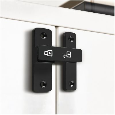 Flip Door Lock Black 180 Degree Thickened Bifold French Door Lock Latch for Gate Barn Garage Shed Window Cabinet Liquor Black
