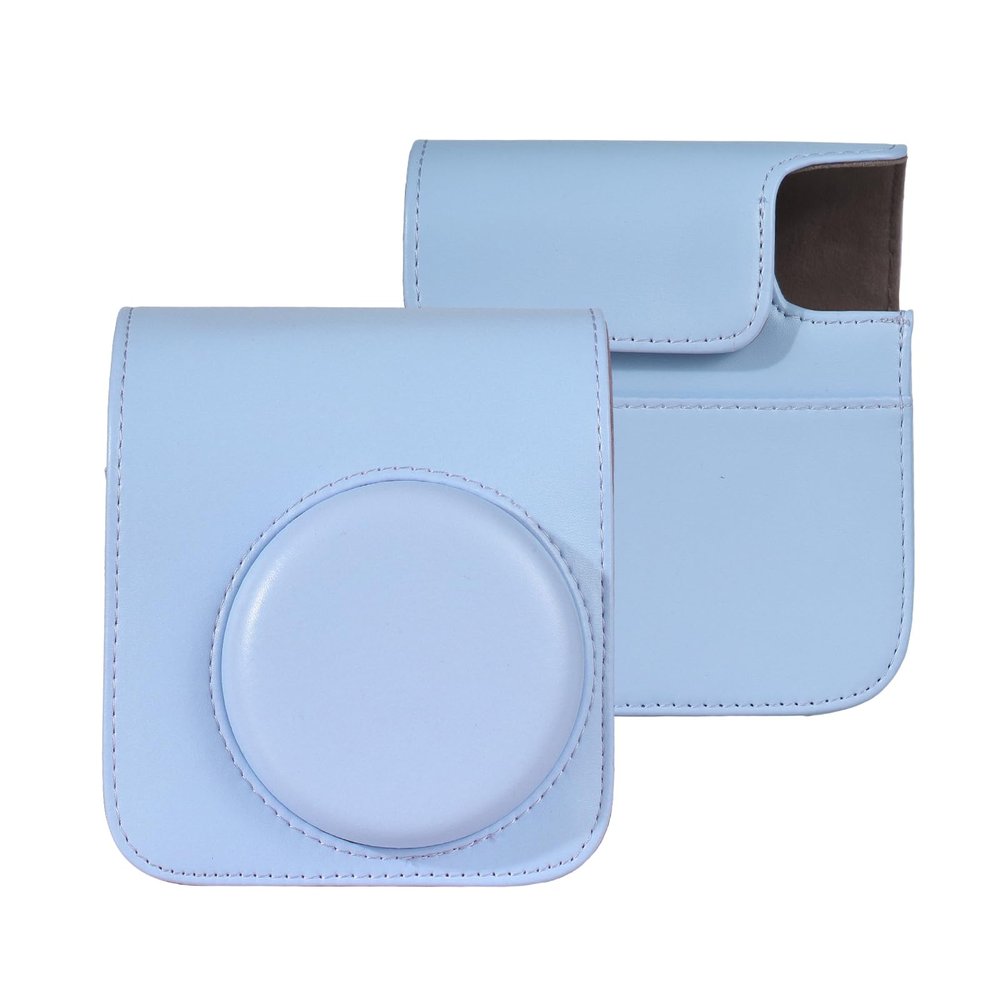 Andoer Camera Case Protective Case for Instant Camera PU Leather Camera Case with Adjustable Removable Shoulder Strap Replacement for Fujifilm Instax Mini 12, blue