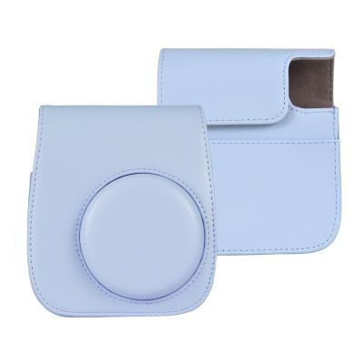 Andoer Camera Case Instant Camera Case Bag Magnetic Buckle PU Leather with Shoulder Strap Compatible with Fujifilm Instax Mini 12/11/9/8, blue