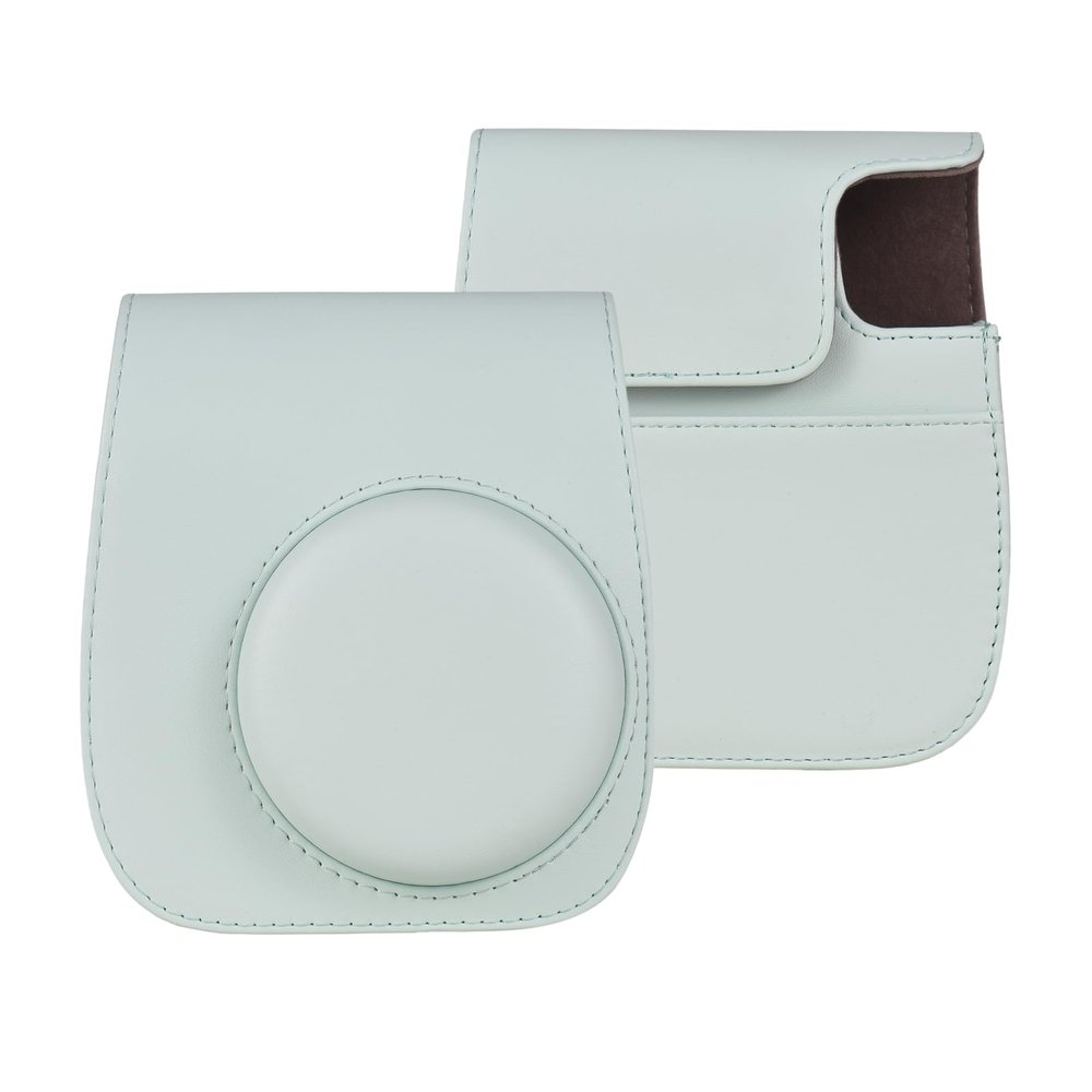 Andoer Camera Case Instant Camera Case Bag Magnetic Buckle PU Leather with Shoulder Strap Compatible with Fujifilm Instax Mini 12/11/9/8, Green, Compact