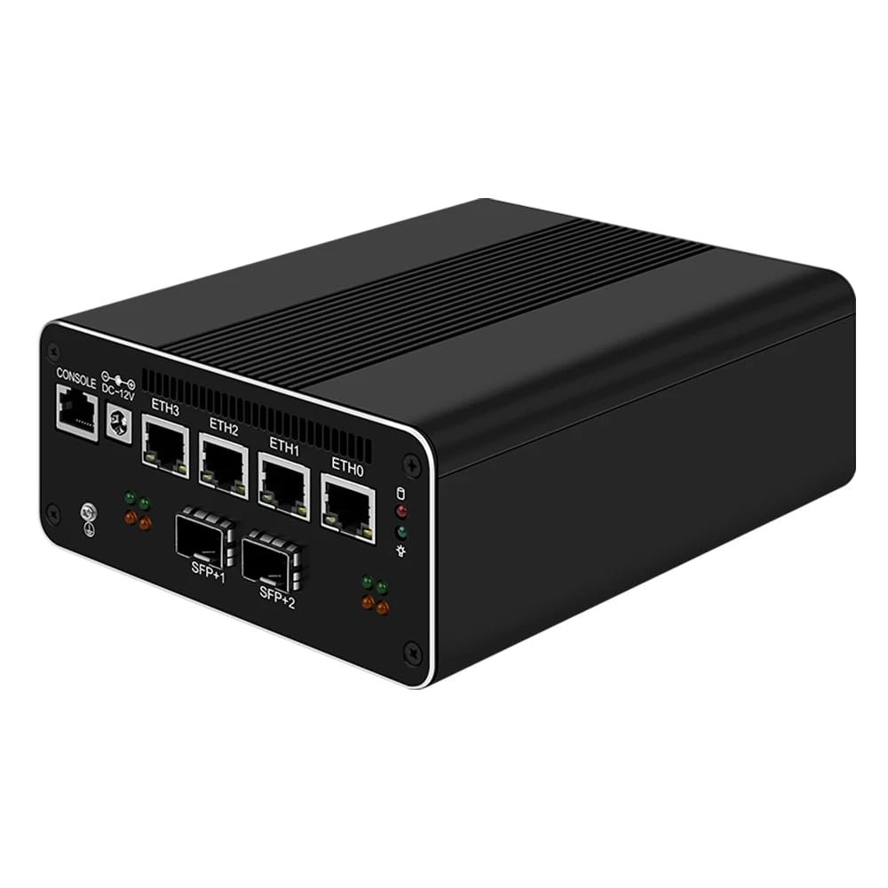 HKUXZR Firewall Appliance Mini PC, Intel Processor U300E Quad Core 10G*2 4xIntel I226 2.5G Ethernet VPN Soft Routing,2*USB3.2 1*TF Slot 2*SATA 1*M.2 NVMe x4 8/16/32/64GB DDR5 M.2 Nvme (NO RAM NO SSD)