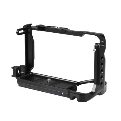 Andoer Camera Cage Video Cage Aluminum Alloy Camera Cage with Magnetic Key Slot Cold Shoe Holder Quick Release Slot Ark, Black