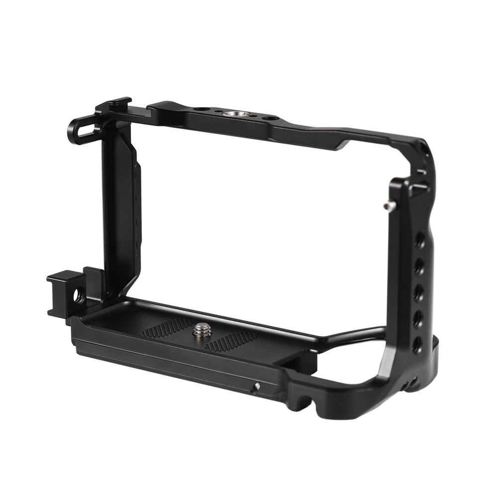 Andoer Camera Cage Video Cage Aluminum Alloy Camera Cage with Magnetic Key Slot Cold Shoe Holder Quick Release Slot Ark, Black