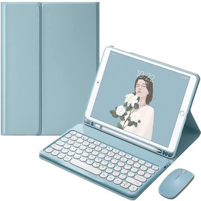 AnMengXinLing Keyboard Case for Galaxy Tab A11 Plus 2025/ Tab A9 Plus 2023 11 inch, Round Keys Detachable Magnet Slim Stand Cover with S Pen Holder, Blue