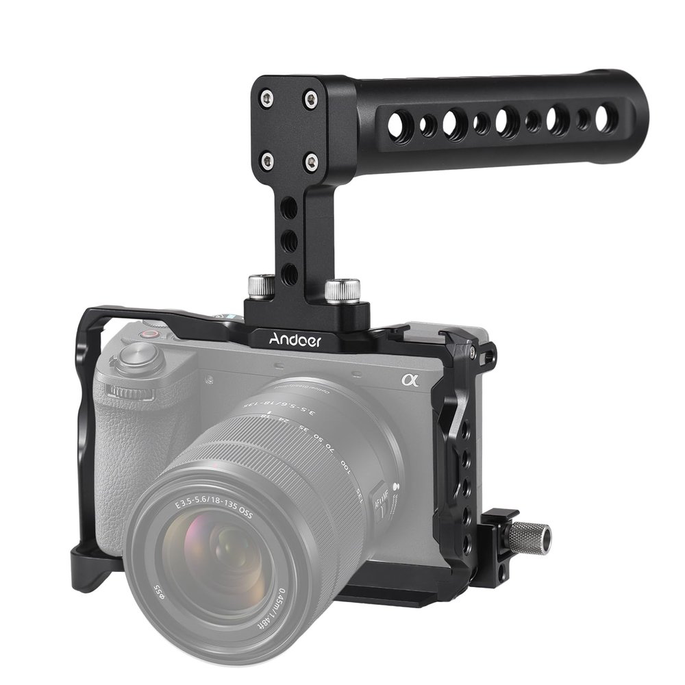 Andoer Camera Stabilizer Cage for Sony A6700, Aluminum Alloy, Black, Camera-Accessories, CAMERA SUPPORT, Handheld/Tripod Mount