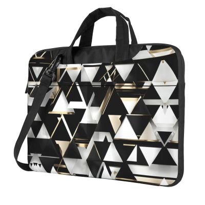 15.6 Inch Laptop Or Tablet,Durable And Water-Repellent Fabric, Business Casual,Fashion Modern Black White Gold Triangle