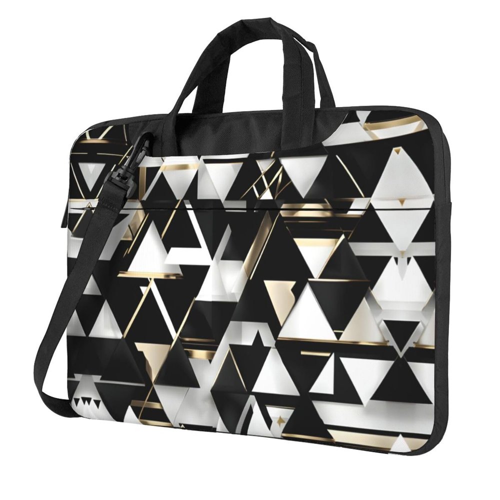 15.6 Inch Laptop Or Tablet,Durable And Water-Repellent Fabric, Business Casual,Fashion Modern Black White Gold Triangle