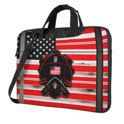 MDATT 15.6 Inch Laptop Or Tablet,Durable And Water-Repellent Fabric, Business Casual,Red Line Firefighter Usa Flag