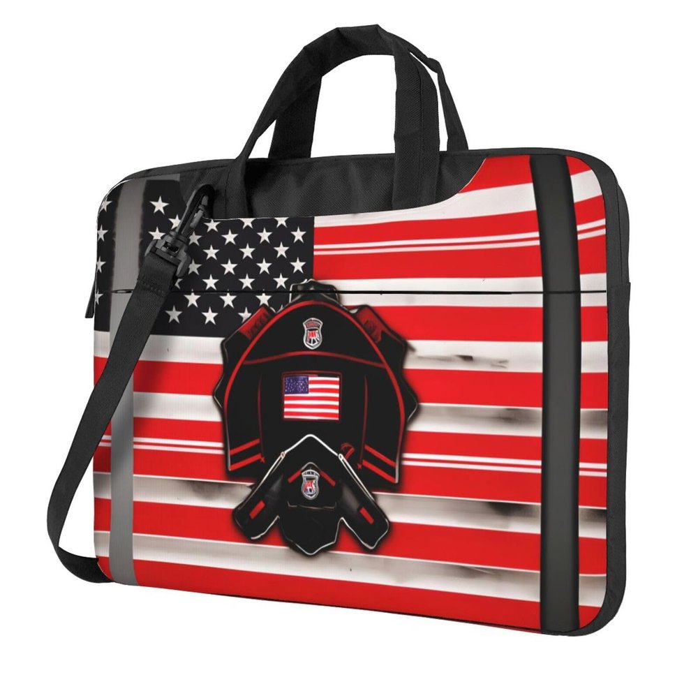 MDATT 15.6 Inch Laptop Or Tablet,Durable And Water-Repellent Fabric, Business Casual,Red Line Firefighter Usa Flag