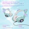 CAT YOWU Wireless Headphones with Microphone, Over-Ear Bluetooth Cat Ear Headphones for Kids and Teens (Green) view 3