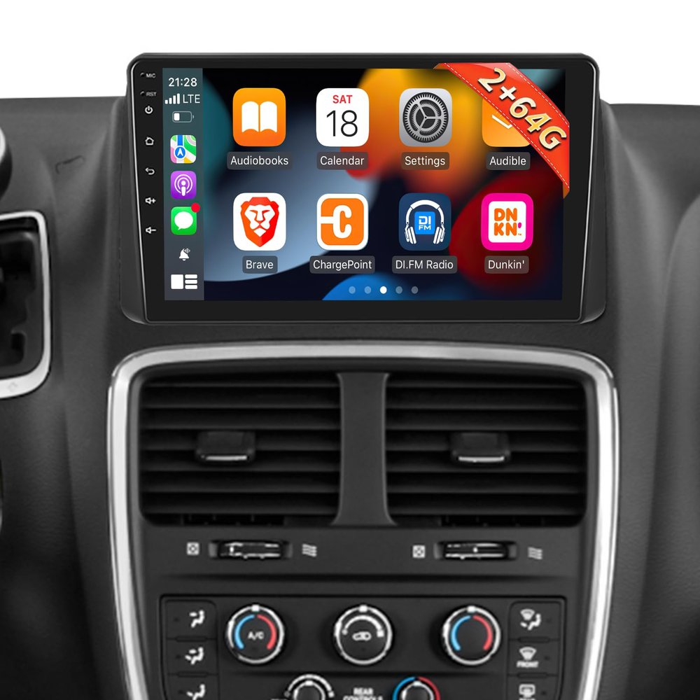 [2G+64G] Car Radio for Dodge Grand Caravan 2011-2020 / for Chrysler Town & Country 2012-2016, Android Touch Screen Stereo, Carplay/Android Auto/EQ Audio/SWC +AHD Backup Camera