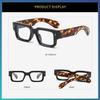 Teumire Thick Square Frame Glasses for Women Men Chunky Rectangle Non Prescription Blue Light Glasses Computer Eyeglasses(Black&Leopard) view 2
