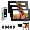 Wired Video Doorbell Apartment Intercom System with 1080P Doorbell Camera,3 in 1 Unlock,3PC 7 Inch Full Touch Monitor,TUYA WiFi Smart Home Video Intercom Door Phone Kits for Villa Home view 1